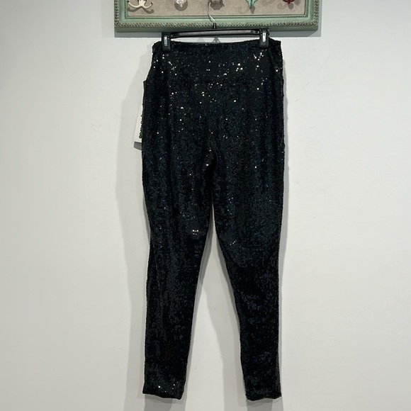 TIPSY ELVES BLACK SEQUIN HIGH WAISTED LEGGINGS WOMEN’S LARGE NEW WITH TAGS - Picture 6 of 6